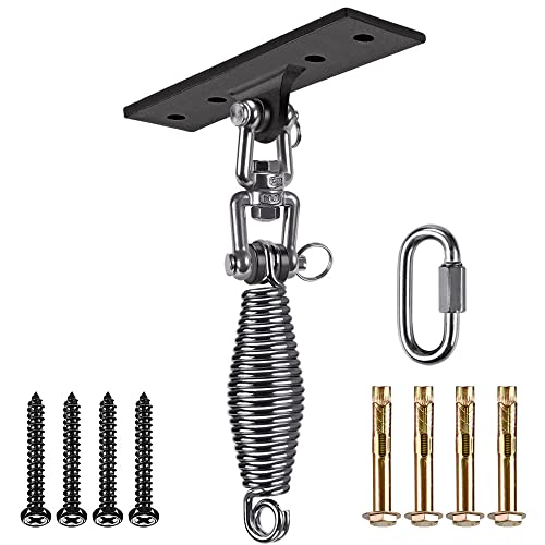 Dolibest Hanging Kits Hammock Chair Hardware, Heavy Duty Swing Hanger with Spring (6MM) for Indoor Outdoor Playground Hanging Chair Hammock Chair Punching Bags, 4 Screws, 4 Expansion Screws