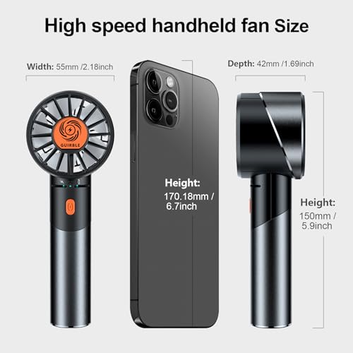 Guirble Handheld Fan,Portable Turbo Fan,Powerful Personal Fan(7000rpm High-Speed Motor,Battery Work 3-16 H),USB Rechargeable Mini Handheld Fan for Travel/Outdoor/Gift/Makeup (Beige)