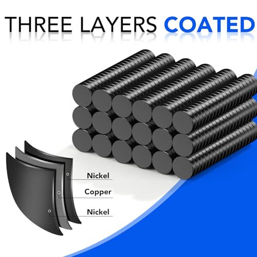 TRYMAG Small Magnets Black 360Pcs, 3x1mm Neodymium Magnets, Tiny Strong Small Round Magnets Rare Earth Magnets Mini Round Magnets Neodymium Magnets for Fridge, Office, Crafts, DIY, Science