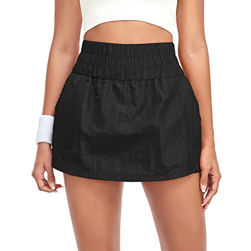 VUTRU Women's Tennis Skorts Athletic Quick-Dry Lightweight Golf Skorts Skirts with Phone Pockets Running Workout Skorts Black