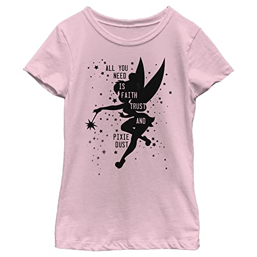 Disney Girls' Tinker Bell Tink Dust T-Shirt, Light Pink, Small