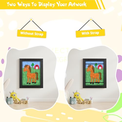 6 Pack Kids Art Frames Brown, 10x12.5 Child Artwork Display Frame Without Mat Changeable Front Opening, 8.5x11 Frame With Mat, Children Storage Frame Hold 50pcs Craft, Drawing, Art Project, Schoolwork