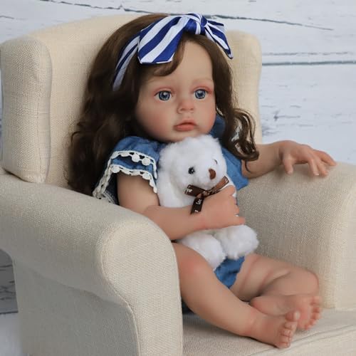 COSYOVE Lifelike Reborn Baby Girl Doll Chole - 20 Inch Realistic Newborn Toddler with Blue Eyes and Soft Cloth Body for Kids 3+