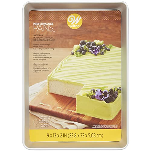 Wilton Aluminum 9x13 Inch Rectangular Sheet Pan, Made With Natural Anodized Aluminum, Made Without PFAS, Bakeware Optimal For Even Heating