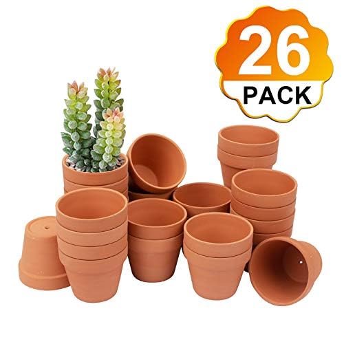 BLQH [26 Pack] 4" Terracotta Planter Pots with Drainage Hole - Clay, Ceramic, Cactus, Flower & Succulent Nursery Pots for Garden
