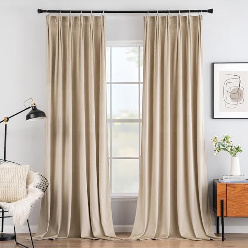 MIULEE White Velvet Curtains 90 inches Long 2 Panels - Luxury Pinch Pleated Room Darkening Window Drapes for Bedroom Living Room Thermal Insulated Super Soft, Back Tab Rod Pocket Elegant Decor