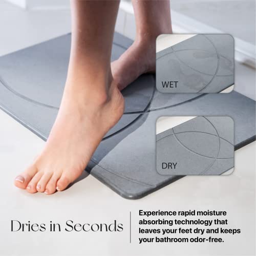 TOSORO - Stone Bath Mat, Diatomaceous Earth Non-Slip Stone Shower Mat - Quick Drying Absorbent Bath Stone Mat - Elegant & Modern Design, Easy to Clean (23.5 x 15 Graphite)