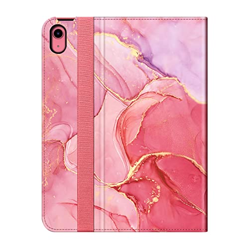 Fintie Case for iPad 10th Generation 10.9 Inch (2022 model), Multi-Angle Viewing Protective Stand Cover with Pencil Holder & Pocket, Auto Sleep/Wake, Marble Pink