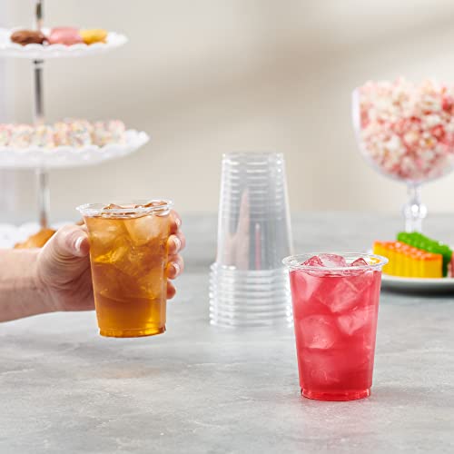 Comfy Package [10 oz. - 100 Pack Crystal PET Clear Plastic Cups for Party - Ideal for Cold Beverages, Smoothies, and Parties