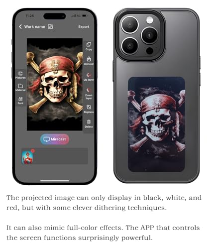 YATUO DIY E-Ink Phone Case for iphone14 PRO 𝐀𝐏𝐏 Operation Smart Photo Rear Projection Customiza Phone Case Instantly Display Photos On The Ink Screen Back Cover Personalize Your Phone case (Black)