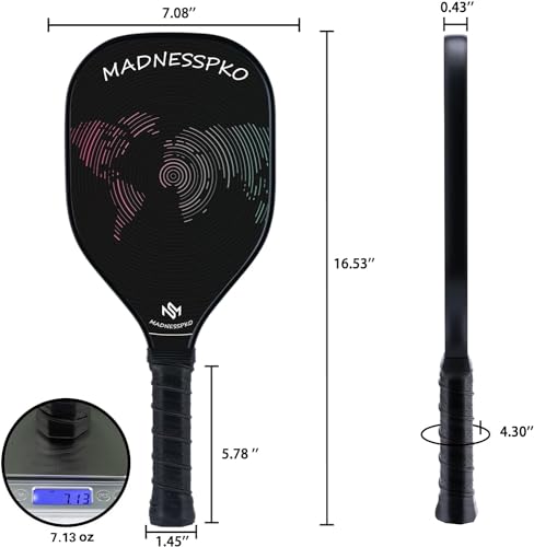 Pickle ball Paddles-Frosted Fiberglass Pickleball Paddle set of 4 Pickleball Rackets,4 Pickleballs,4 Handle Silicone Covers,2 Towels + 1 Pickleball Bag,Lightweight Pickleball Racket Set for All Levels