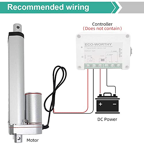 ECO-WORTHY Heavy Duty 12V 330lbs/1500N 2 Inch Stroke Linear Actuator Duarable Motor with Mounting Brackets (12V DC 2'') IP54 Waterproof Linear Motion Actuator Multi-Functions
