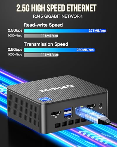 GMKtec Mini PC, Intel Alder Lake N100 Windows 11 Pro (3.4GHz)，Mini Computer 8GB RAM/256GB M.2 SSD/4K UHD Display/4x USB3.2/WiFi 6,BT 5.2 Business Home Office Nucbox G3 Black