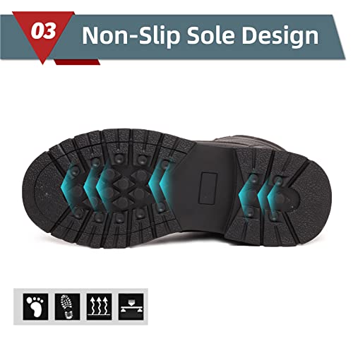 ANGRYRAM Steel Toe Boots for Men Comfortable Waterproof Construction Work Boots for Men Slip Resistant Lightweight Safety Shoes Botas de Trabajo Seguridad para Hombre