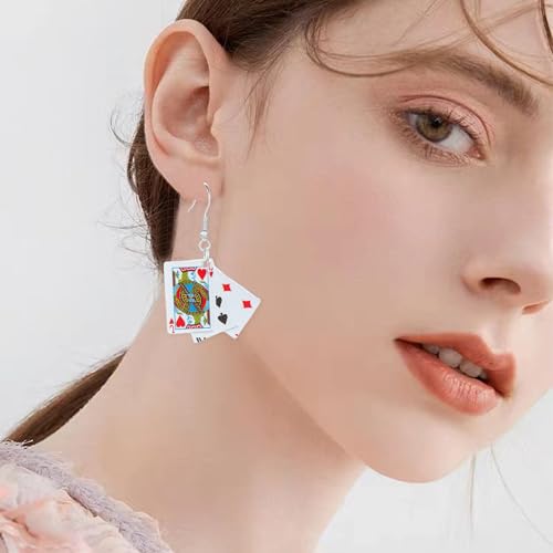 Seakuur Casino Punk Poker Irregular Women Drop Earring Playing Card Alloy Casual Ear Jewelry Party Hip Hop Jewellery (A)