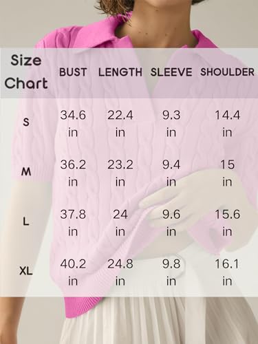 Womens Short Sleeve Sweater Tops Cable Knit Casual Summer V Neck Polo Shirts(Black, Small)