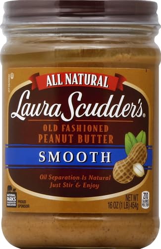 Laura Scudder's Old Fashioned Smooth Peanut Butter, 16 Ounces, All Natural