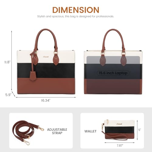 LOVEVOOK Laptop Tote Bag for Women, Work Totes Business Office Computer Briefcase with Clutch Purse