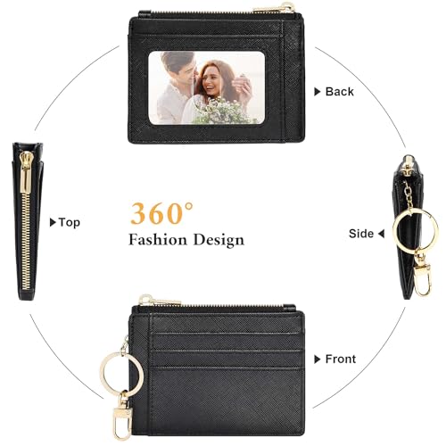 Sodsay Card Case Slim Front Pocket Wallet for Women Credit Card Holder with Keychain(CH Light Green)