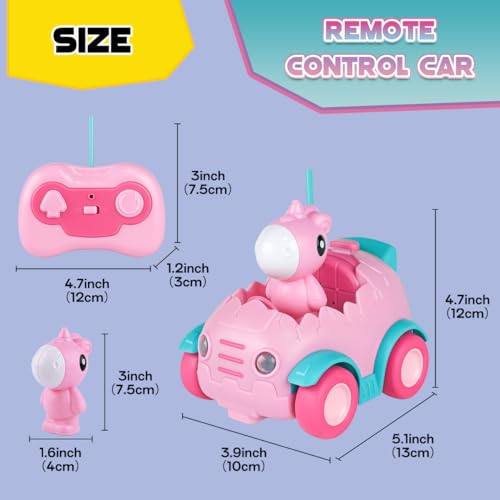 Nueplay Remote Control Car for Toddler Age 2 3 4 5, Electric RC Car Toys with Light & Music, Toddler Toys, Race Car Vehicles, Horse Figures Truck, Christmas Birthday Gift for Baby Girls, Pink