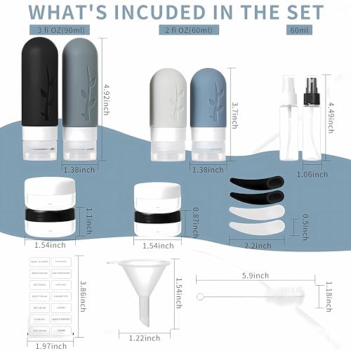 Travel Containers for Toiletries, 18pack TSA Approved Travel Size Containers for Toiletries,travel bottles for Toiletries,travel Jars or Personal Travel Essentials