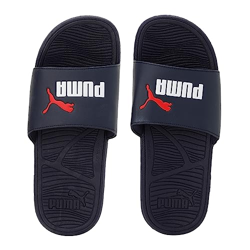 PUMA Mens Cool Cat 2.0 Slide Sandal, Parisian Night-PUMA Mens White-PUMA Mens Red, 8