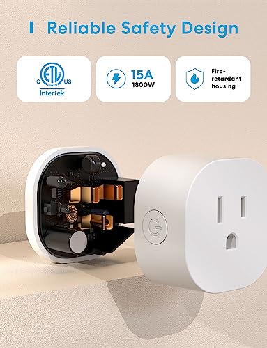 meross Smart Plug Mini Support Apple HomeKit, Siri, Alexa, App Control, Timer, 15A & Reliable Wi-Fi, No Hub Needed, 2.4G WiFi Only, 2 Pack