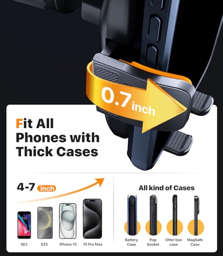 hitolza Ultra Stable Phone Holders for Your Car [Powerful & 360 Adjustable Suction Cup] Universal Car Phone Holder Mount Long Arm Flexible Car Mount for Dashboard Windshield Air Vent All Phone Case
