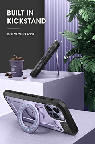 SUPCASE for iPhone 14 Pro Max Case with Stand (Unicorn Beetle Pro Mag), [Compatible with MagSafe] [Built-in Screen Protector & Belt-Clip] Magnetic Protective Phone Case for iPhone 14 Pro Max, Purple
