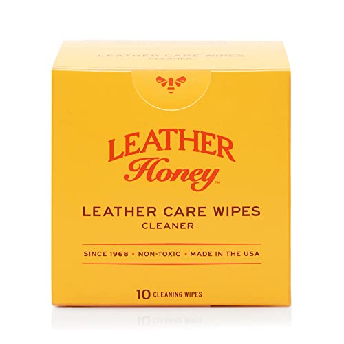 Leather Honey Leather Cleaner Wipes: Clean Leather On-The-Go. Cleaning Wipes for Leather, Faux & Vinyl - Couches, Car Seats, Purses, Shoes, Bags & Tack. Safe for Any Color. 10 Non-Toxic, Ready-to-Use