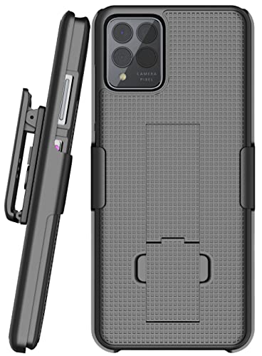 Case with Clip for T-Mobile REVVL 6X Pro 5G (2023) / REVVL 6 Pro 5G (2022), Nakedcellphone Slim Hard Shell Phone Cover with Kickstand and [Rotating/Ratchet] Belt Hip Holster Holder Combo - Black