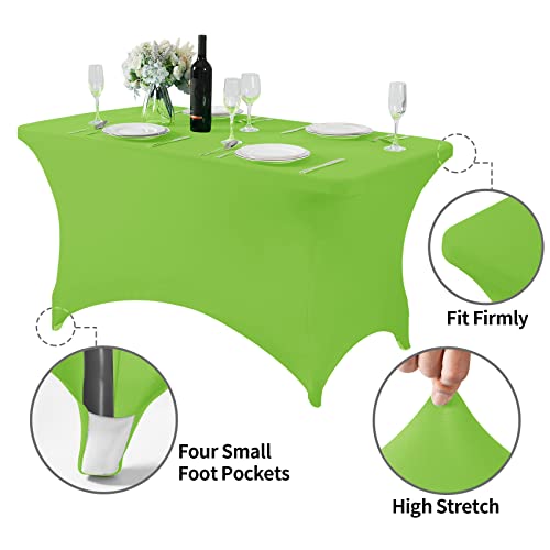 Hezuzo Spandex Table Cover for 6Ft Table Universal Fitted Stretch Tablecloth for Party, Banquet, Wedding and Events-Ivory