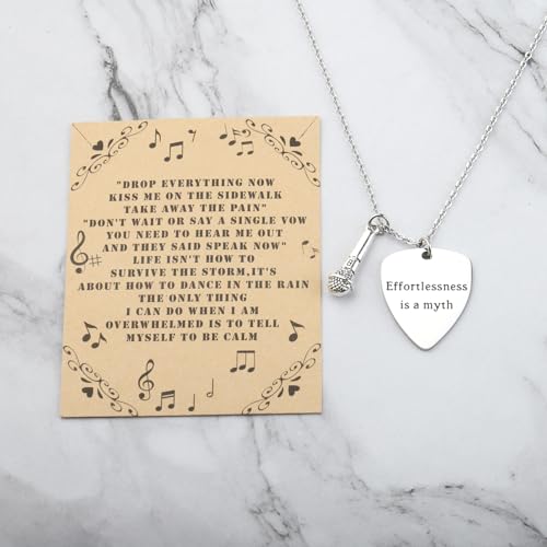 BEKECH Music Lover Necklace Singer Fans Gift Guitar Pick Pendant Necklace Outfits Jewelry Accessories Music Singer Fans Gift (Effortlessness is a myth)