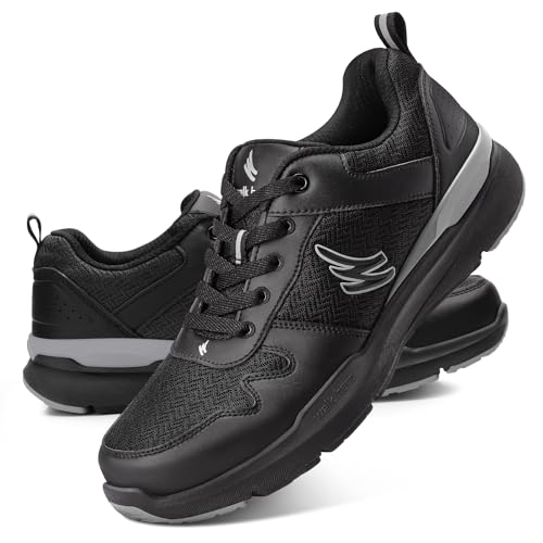 Mens Walking Shoes for Plantar Fasciitis, Orthopedic Sneakers for Men with Arch Support, Wide Toe Box Shoes for Pain Relief with Non Slip Rubber Sole(Grey, 8)