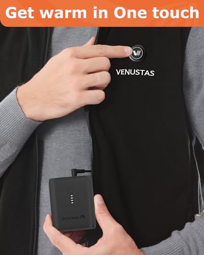 Venustas Men's Fleece Heated Vest with Battery Pack 7.4V, Lightweight Insulated Electric Vest