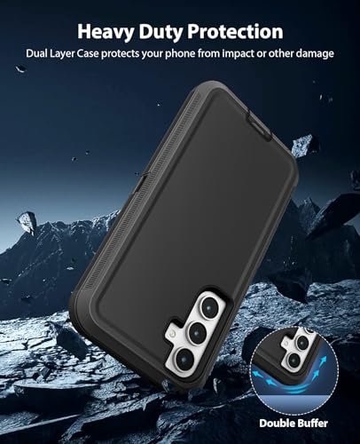 Jelanry Case for Samsung Galaxy S24 5G 6.2-inches, Heavy Duty Rugged & Dual-Layer Protection with USB C Port Anti dust Shockproof Dropproof Anti-Scratch Phone Case Back Cover for Galaxy S24 5G, Black