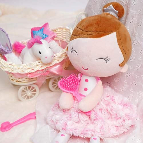 MYREBABY 17 inch Ballerina Princess Doll Stuffed Animal for Girls Toy Set for 3 4 5 Year Old Girl Gift for Little Girl, Birthday, Christmas Age 3-9