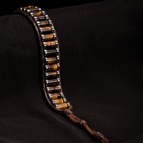 KSQS Healing Stone Chakra Wrap Bracelet for Women, Hematite Energy Bead Protection Bracelet for Anxiety and Stress, Jasper Leather Cuff Bracelet(#5)
