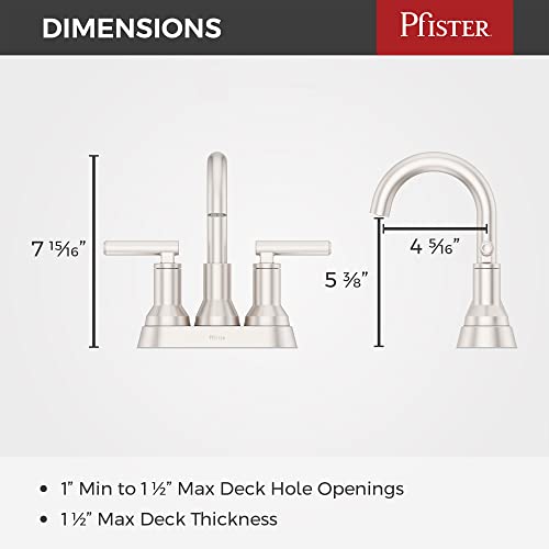 Pfister Capistrano Bathroom Sink Faucet, 4-Inch Centerset, 2-Handle, 3-Hole, Spot Defense Brushed Nickel Finish, LF048CSOGS