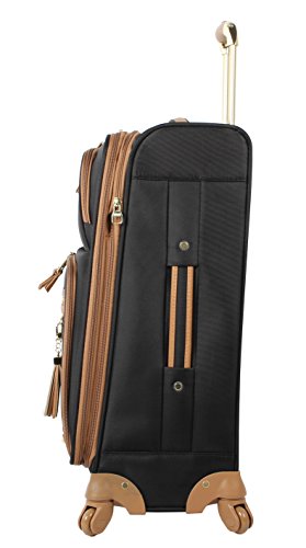 Steve Madden Designer Luggage - Checked Large 28 Inch Softside Suitcase - Expandable for Extra Packing Capacity - Lightweight Bag with Rolling Spinner Wheels, Harlo Black, 28in