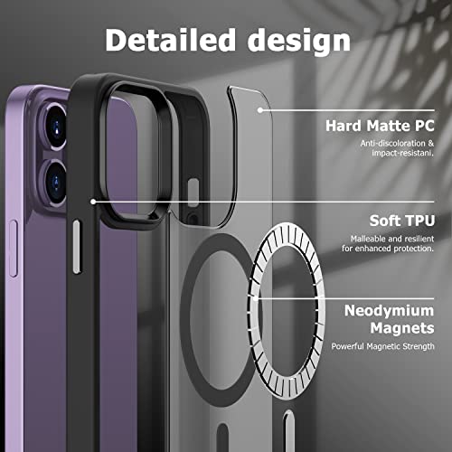 Raysmark Magnetic Case for iPhone 14 Pro Max Case, [Compatible with MagSafe] [Military Grade Proof Protection] Slim Thin Translucent Matte Case for iPhone 14 Pro Max (Black)