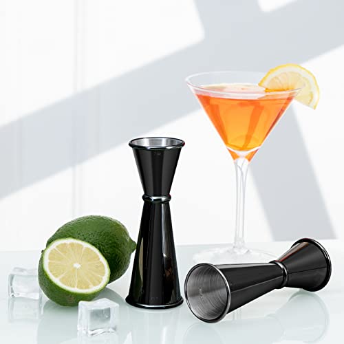 Jigger for Bartending, Briout Double Cocktail Jigger Japanese Premium 304 Food Grade Stainless Steel Jigger 2 OZ 1 OZ with Measurements Inside, Black