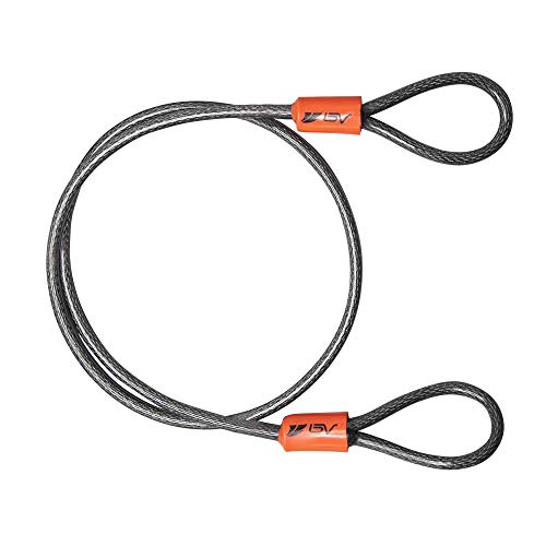 BV 2.5FT Bike Lock Cable with Loops - 5mm (3/16 Inch) Cut-Resistant Braided Steel Cable - Versatile & Weatherproof - Small Security Cable Lock, Security Chain for Padlock, Chain Lock, Wire Lock