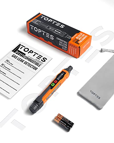 Natural Gas Detector, TopTes PT177 Gas Leak Detector with Audible & Visual Alarm, Portable Gas Sniffer to Locate Combustible Gas Leak Sources Like Methane,Propane for Home (Includes Battery x2)-Orange