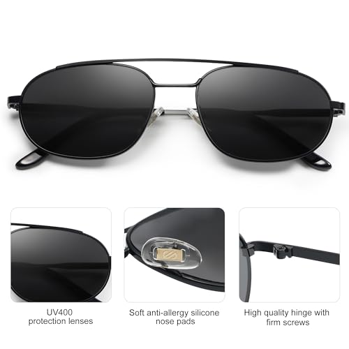 SOJOS Retro Trendy Aviator Sunglasses Women Men 90s Small Vintage Glasses Stylish Oval Sunglasses SJ1208,(Black/Black/Grey)