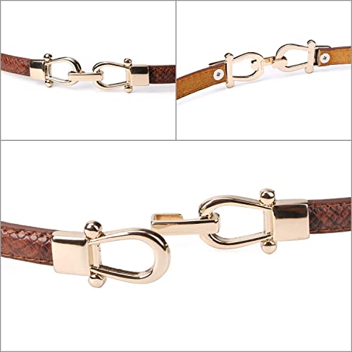 JASGOOD Leather Skinny Women Belt Ladies Thin Waist Belts Plus Size Adjustable for Jeans Pants Dresses with Metal Buckle
