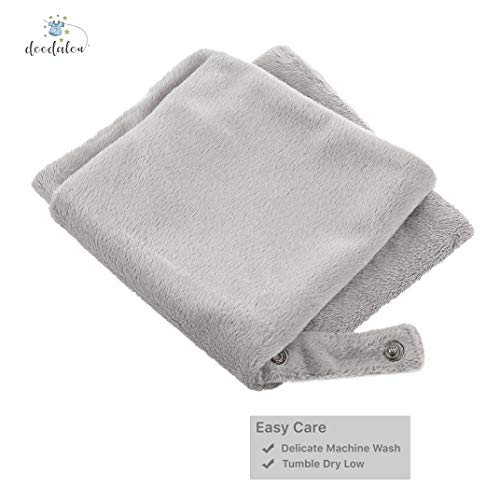 Doodalou Ultra Soft Cotton Minky Velboa Baby Blanket with Snap Closure for Pacifier or Teether, Machine Washable, 12 inch x 12 inch - Gray