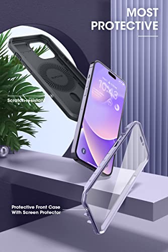 SUPCASE for iPhone 14 Pro Max Case with Stand (Unicorn Beetle Pro Mag), [Compatible with MagSafe] [Built-in Screen Protector & Belt-Clip] Magnetic Protective Phone Case for iPhone 14 Pro Max, Purple