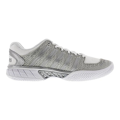 K-Swiss Women's Hypercourt Express Tennis Shoe, White/Silver, 11 M