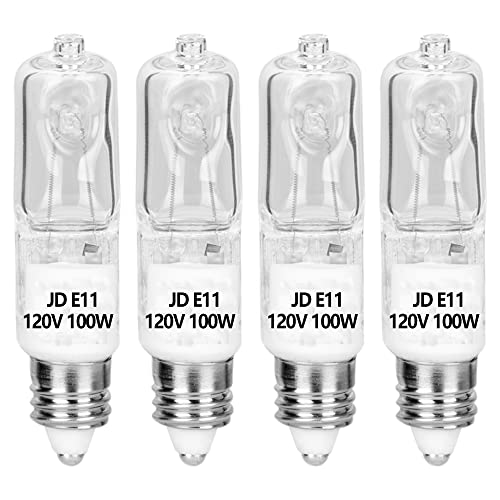 haraqi 4 Pack JD E11 120V 50 Watt Halogen Bulbs,Mini Candelabra Bulbs for House Lighting Fixtures,Ceiling Lamps,Table Lamps,Cabinet Lighting
